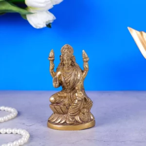 Brass Lakshmi Sitting Statue for Home Decor