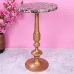 Black Agate Corner Table with Gold Base
