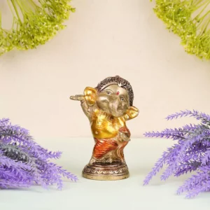 Brass Coloured Dancing Ganesha