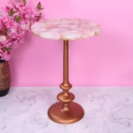 Pink Agate Corner Table with Aluminium Base