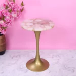 Pink Agate Top Table with Aluminium Base in gold