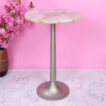 White Agate Corner Table with Aluminium Base