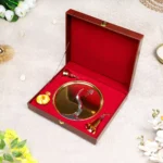 Ganesh Brass Pooja Thali Set With Rudraksha And Leather Gift Box