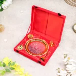 Brass Pooja Thali Set Shubh Labh Diya Etching With Velvet Gift Box